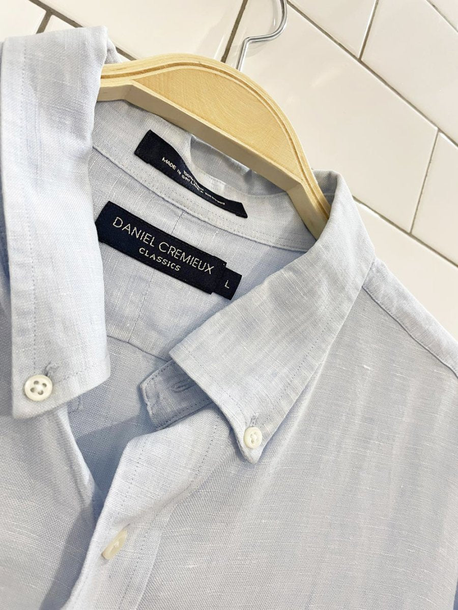daniel cremieux 100% linen light blue shirt - good market thrift store