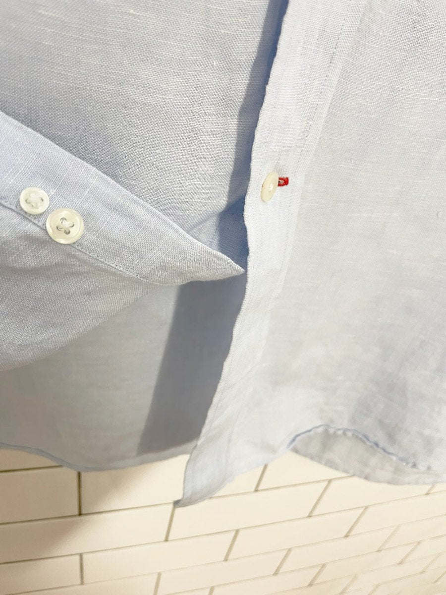 daniel cremieux 100% linen light blue shirt - good market thrift store