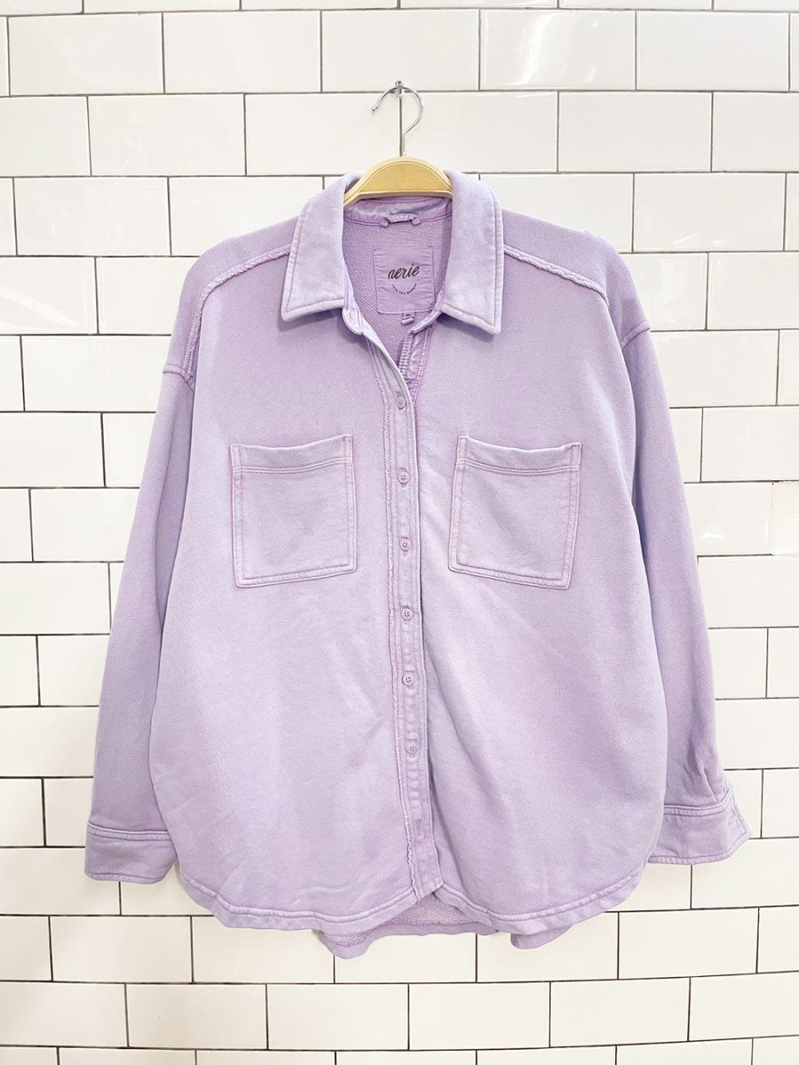 aerie lumber jane oversized garment dyed fleece jacket - good market thrift store