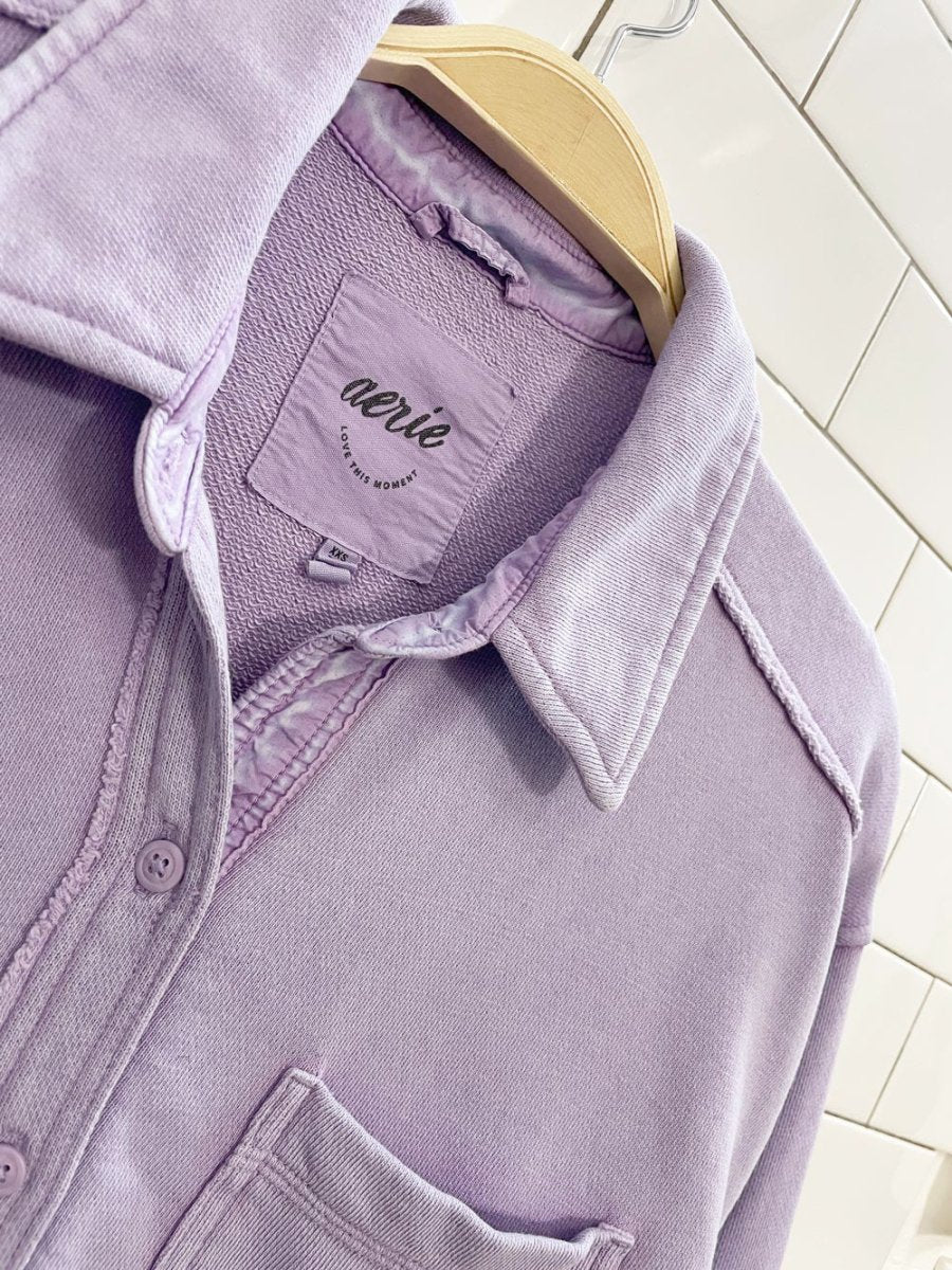 aerie lumber jane oversized garment dyed fleece jacket - good market thrift store