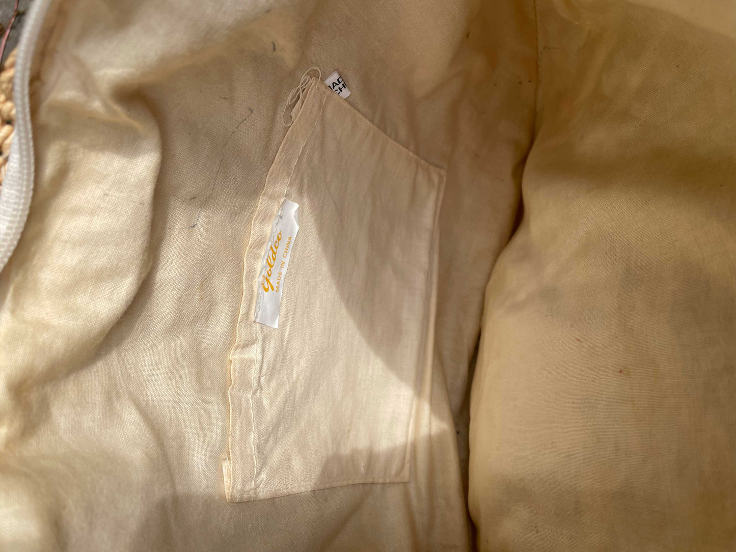 vintage crochet straw rainbow bag