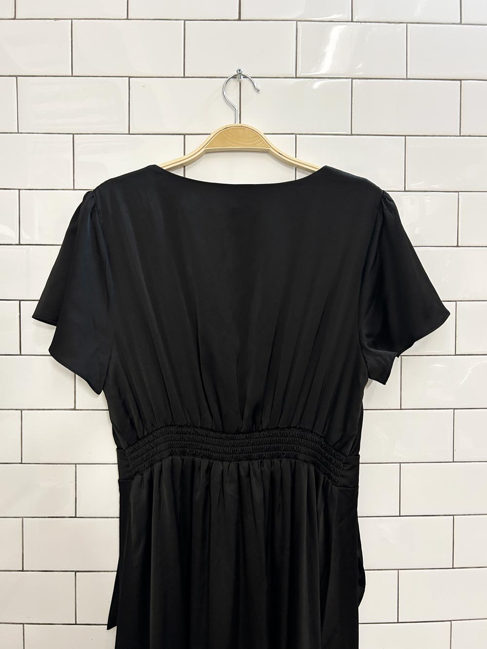 baltic born short sleeve satin midi dress - good market thrift store