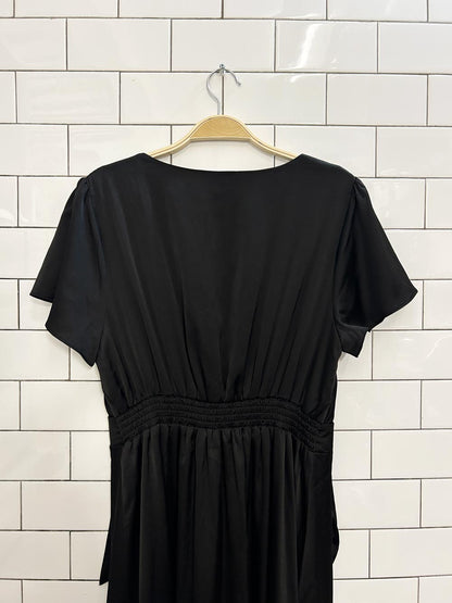 baltic born short sleeve satin midi dress - good market thrift store