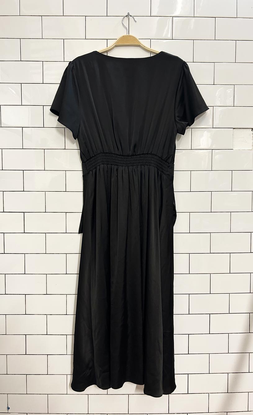 baltic born short sleeve satin midi dress - good market thrift store