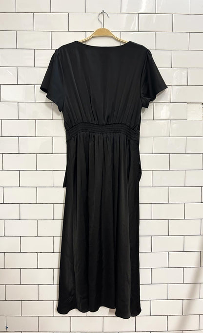 baltic born short sleeve satin midi dress - good market thrift store