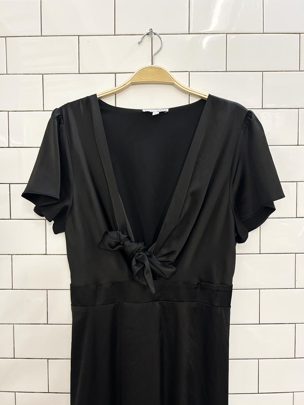 baltic born short sleeve satin midi dress - good market thrift store