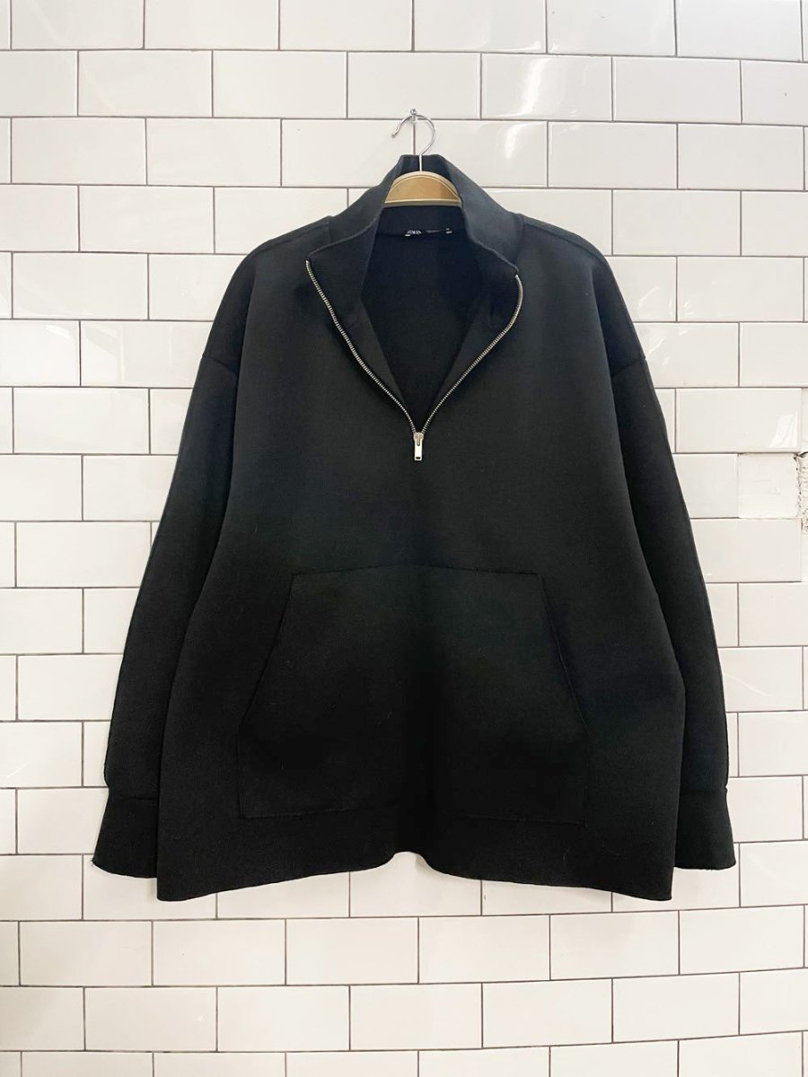 zara oversized 1/4 zip fleece sweatshirt - good market thrift store