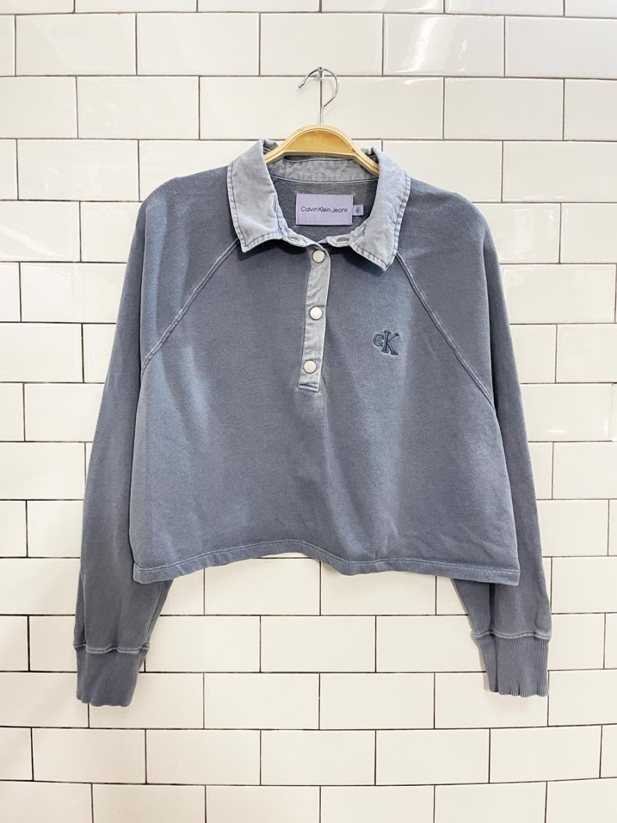 calvin klein cropped polo sweatshirt - good market thrift store