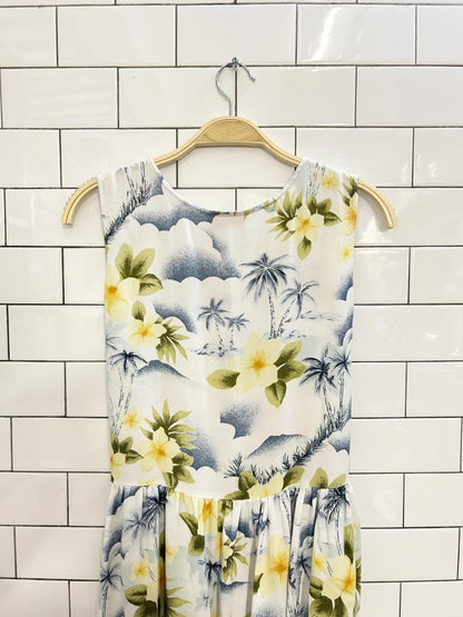 vintage 00s tradition tropical floral full button midi dress - good market thrift store