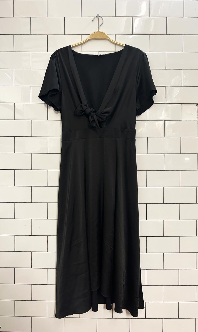 baltic born short sleeve satin midi dress - good market thrift store