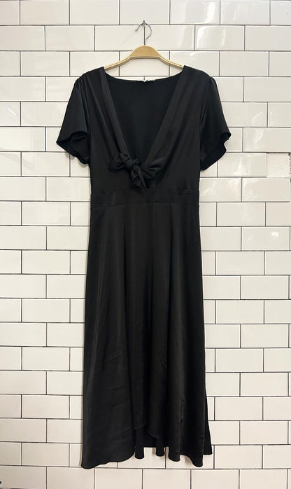 baltic born short sleeve satin midi dress - good market thrift store
