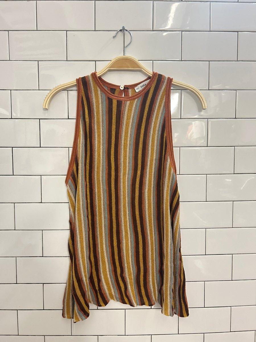 zara retro ribbed mesh knit sleeveless top - good market thrift store