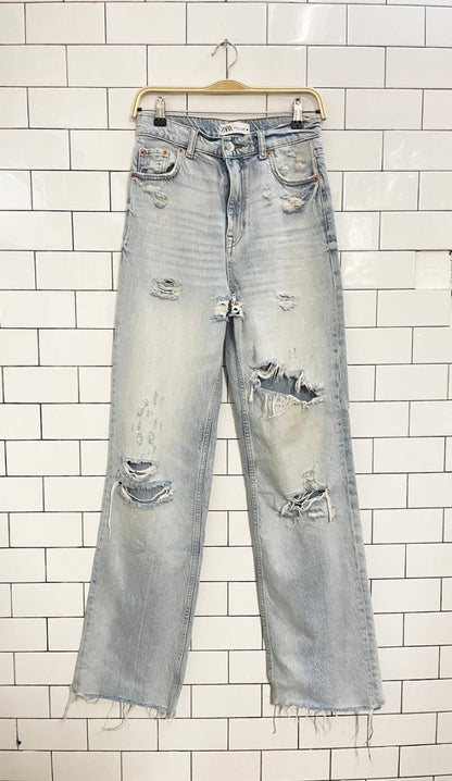 zara high rise distressed wide leg jean - good market thrift store