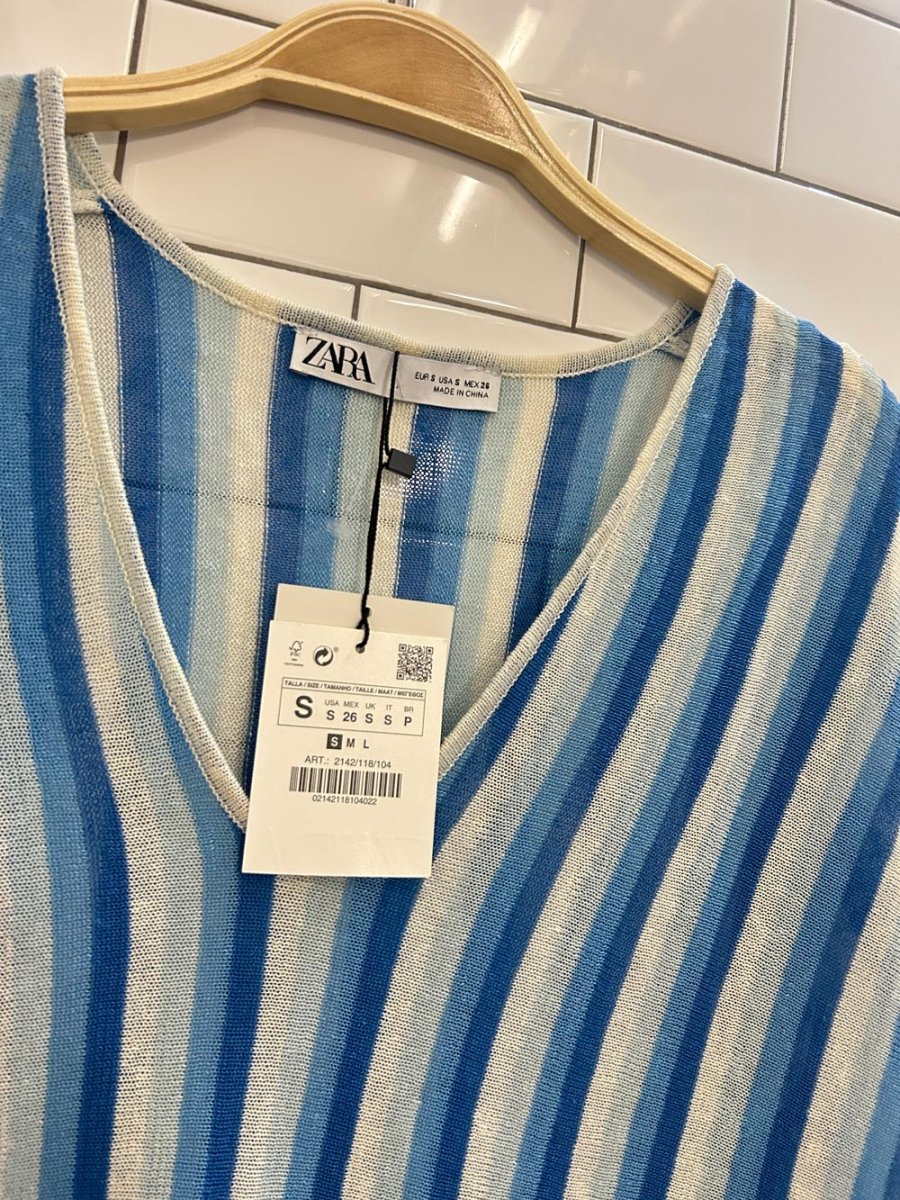 nwt zara linen oversized striped knit midi dress - good market thrift store