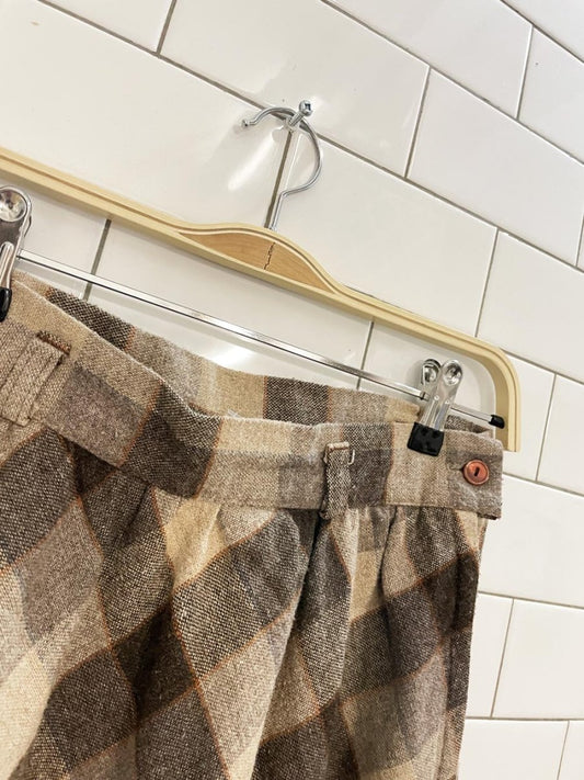 vintage wool neutrals plaid midi skirt - good market thrift store