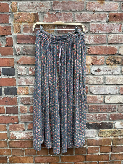 vintage papillion floral boho flowy midi skirt