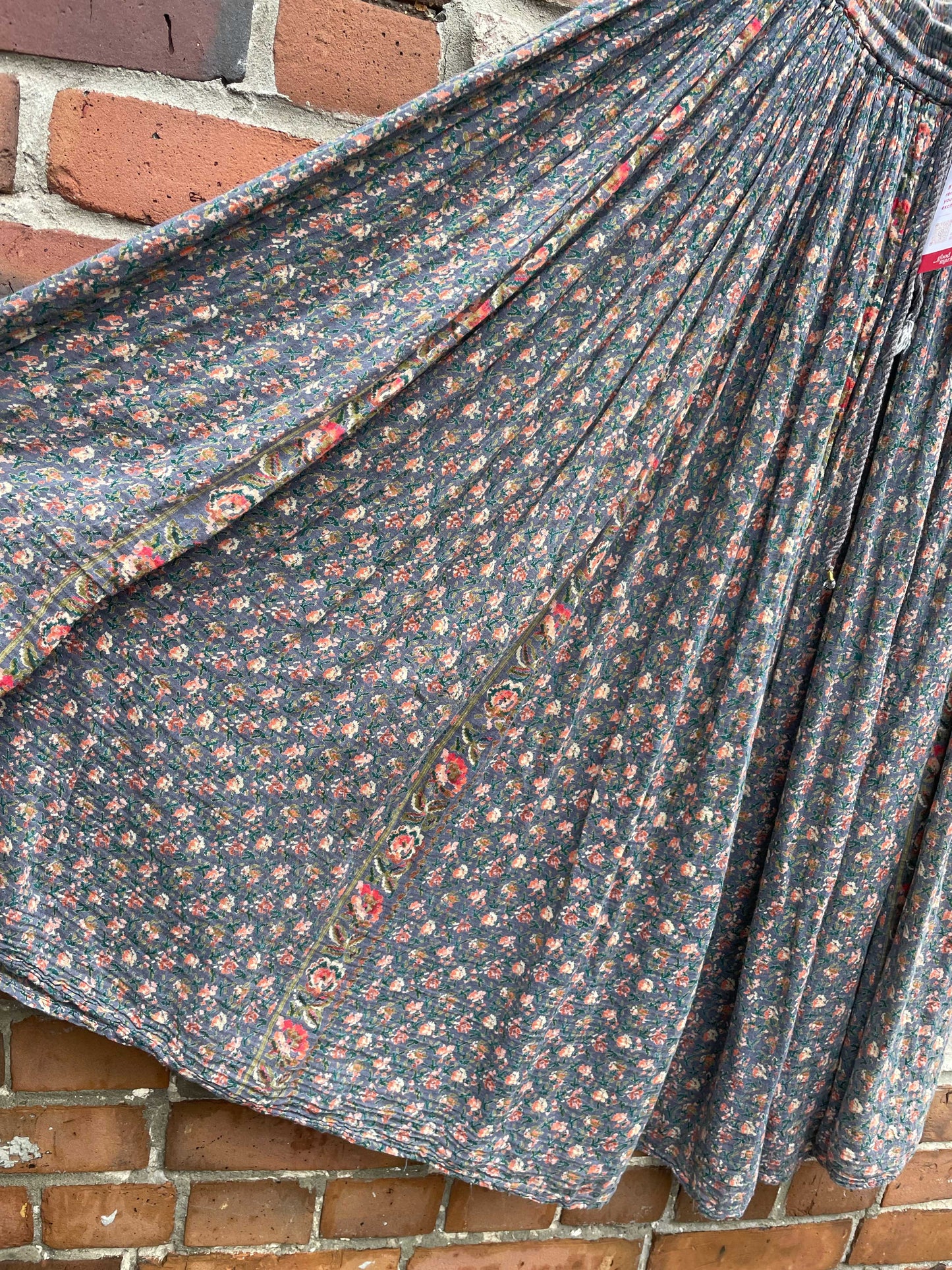 vintage papillion floral boho flowy midi skirt