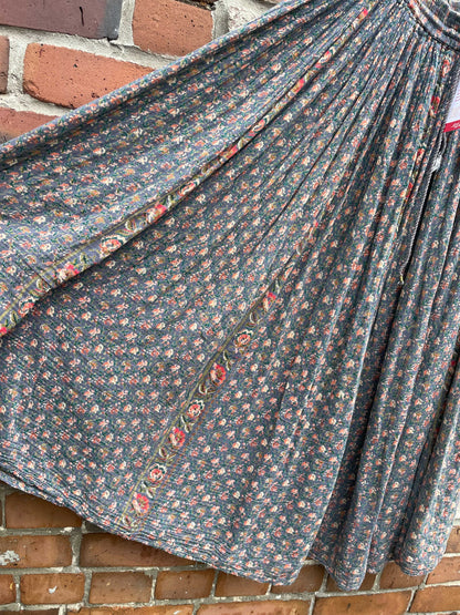 vintage papillion floral boho flowy midi skirt