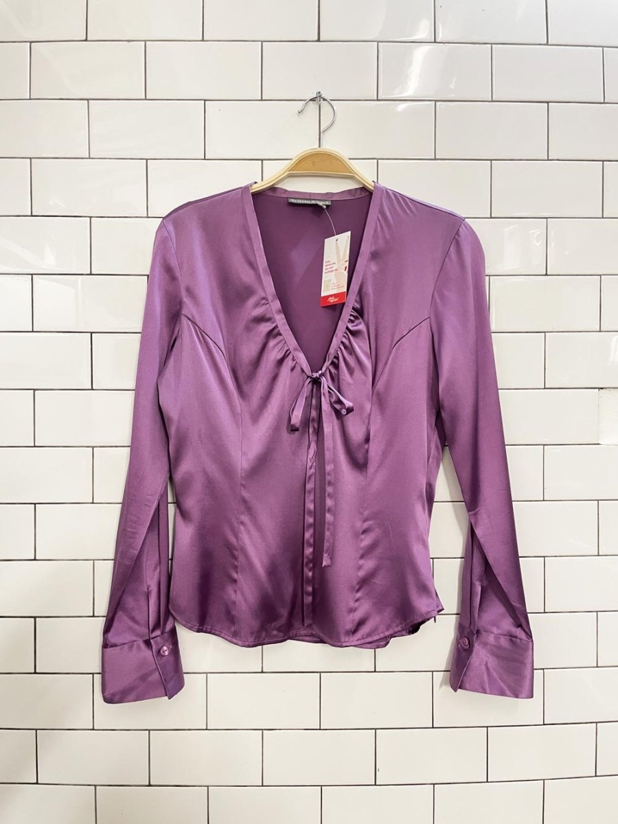 vintage 00s tristan & iseut silk satin tie front blouse - good market thrift store