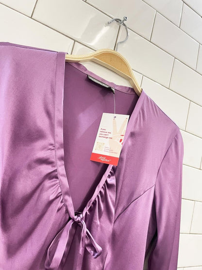 vintage 00s tristan & iseut silk satin tie front blouse - good market thrift store