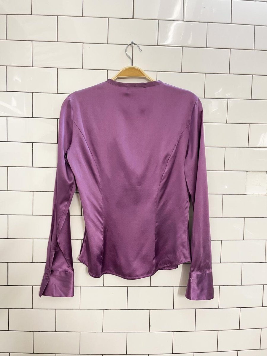 vintage 00s tristan & iseut silk satin tie front blouse - good market thrift store