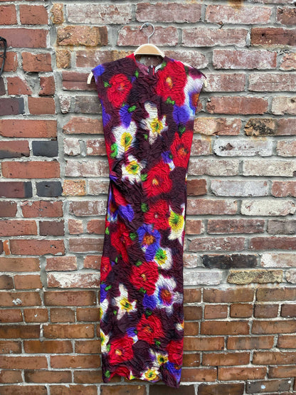 zara 23/24 crinkle floral midi dress