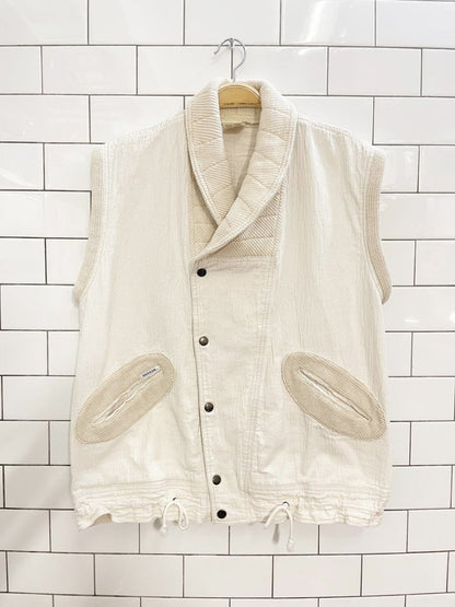 vintage 80s sasson knit trim textured cotton vest - good market thrift store