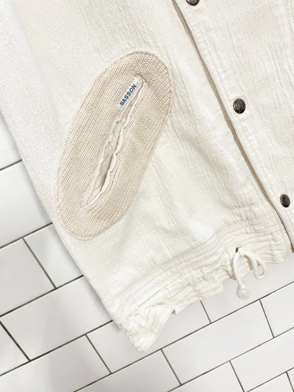 vintage 80s sasson knit trim textured cotton vest - good market thrift store