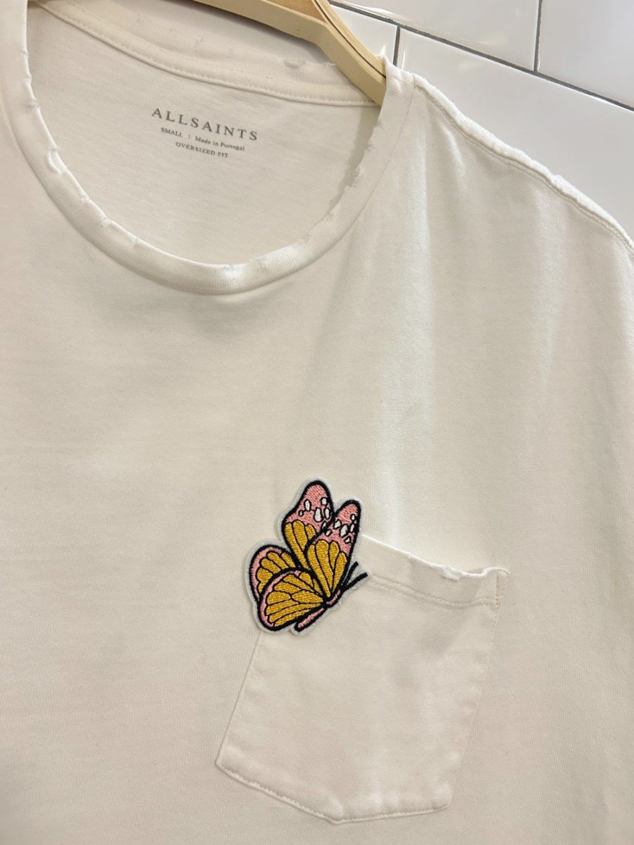 all saints x rework butterfly patch muscle tee - good market thrift store