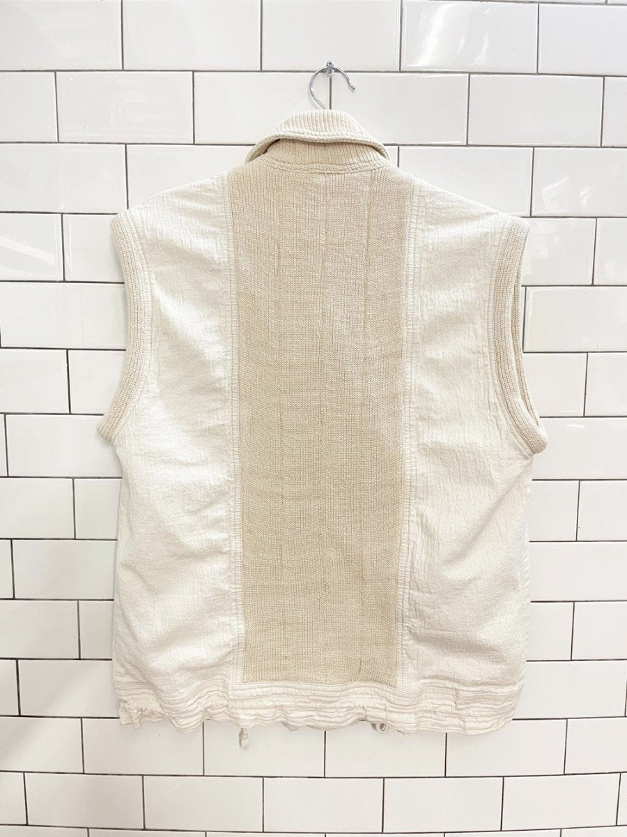 vintage 80s sasson knit trim textured cotton vest - good market thrift store