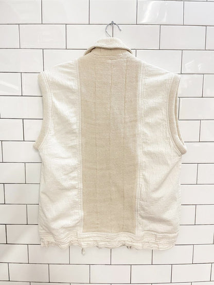 vintage 80s sasson knit trim textured cotton vest - good market thrift store