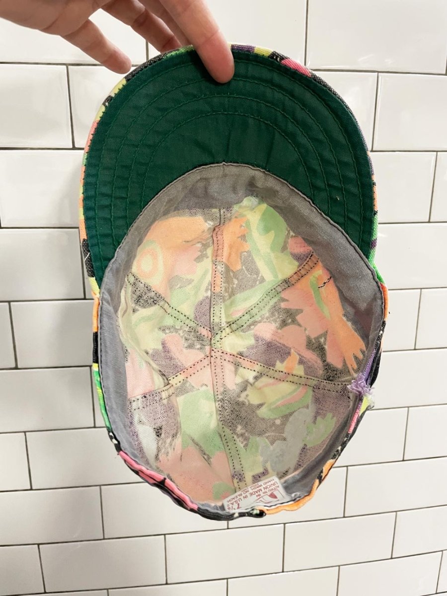 vintage 90s kromer neon short brim hat | union made in USA - good market thrift store