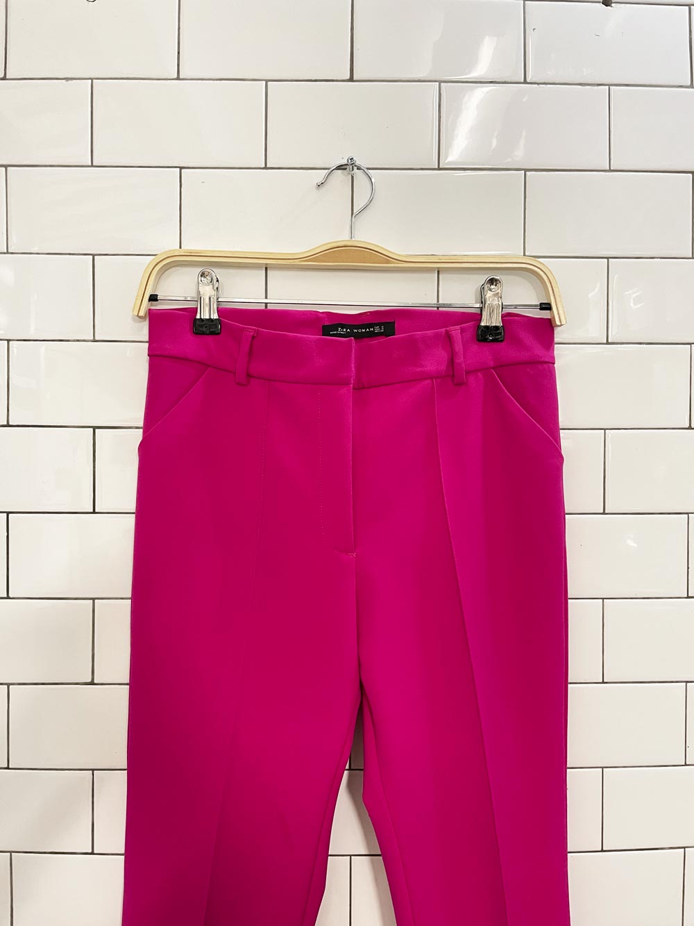 zara hot pink flare leg trouser - good market thrift store