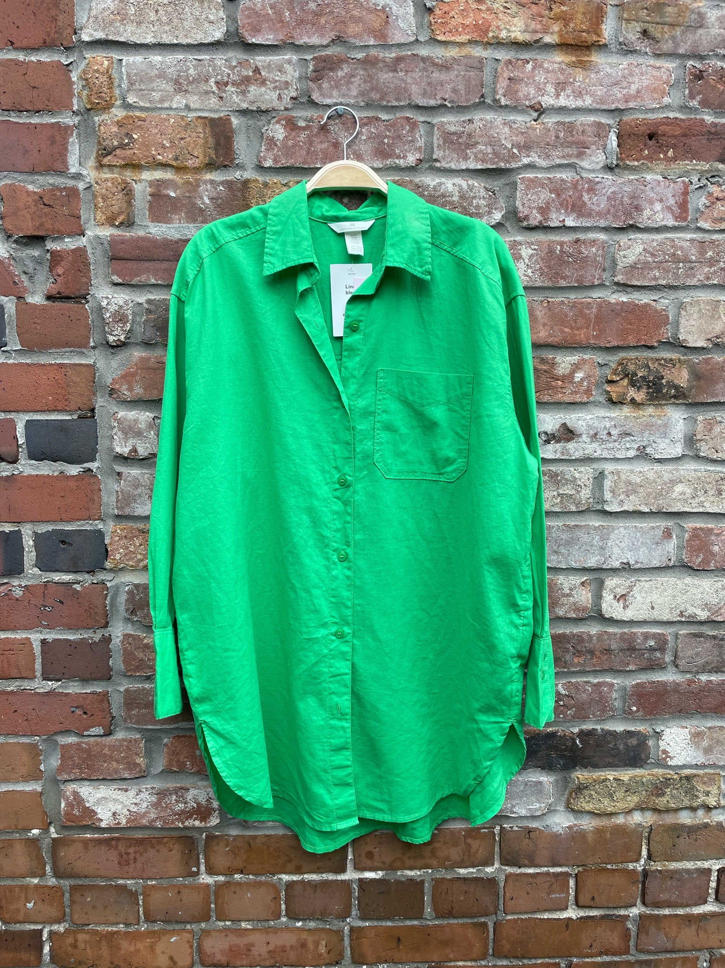 nwt h&m linen-blend boyfriend shirt dress