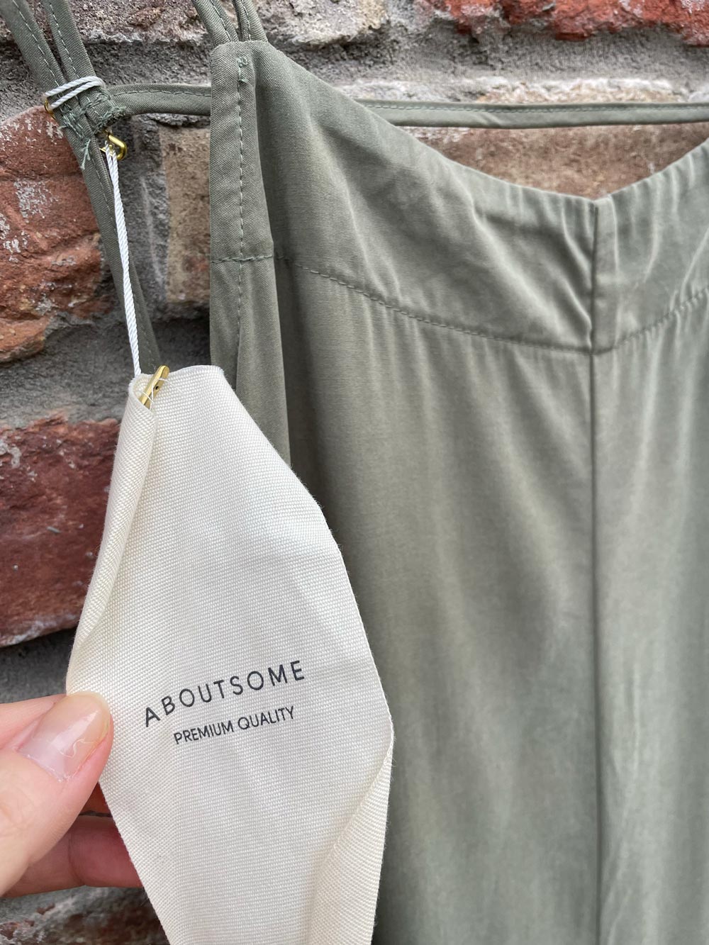 nwt aboutsome minimal sage tie back overalls