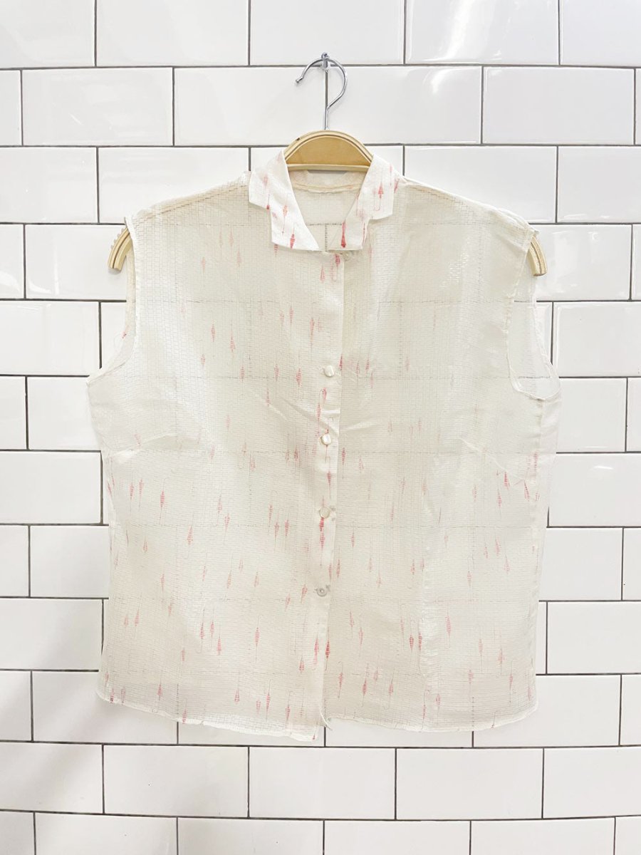 vintage 60s sheer fitted sleeveless shirt - good market thrift store