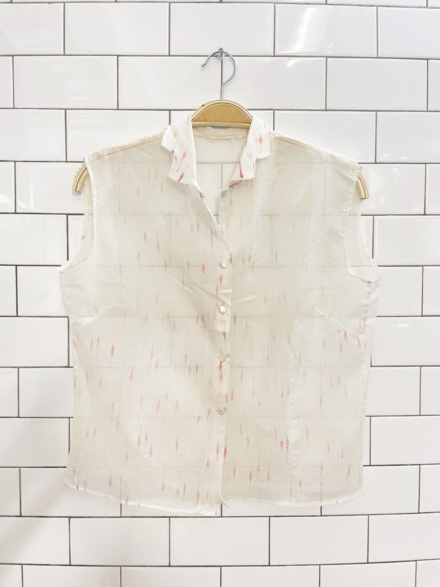 vintage 60s sheer fitted sleeveless shirt - good market thrift store