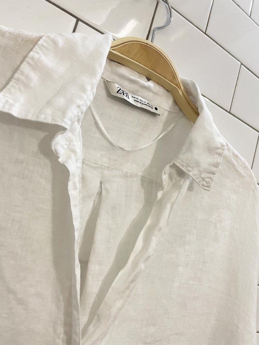 zara oversized linen button down shirt - good market thrift store