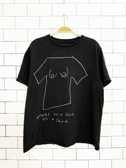 vintage 90s teen hearts graphic boobs tee
