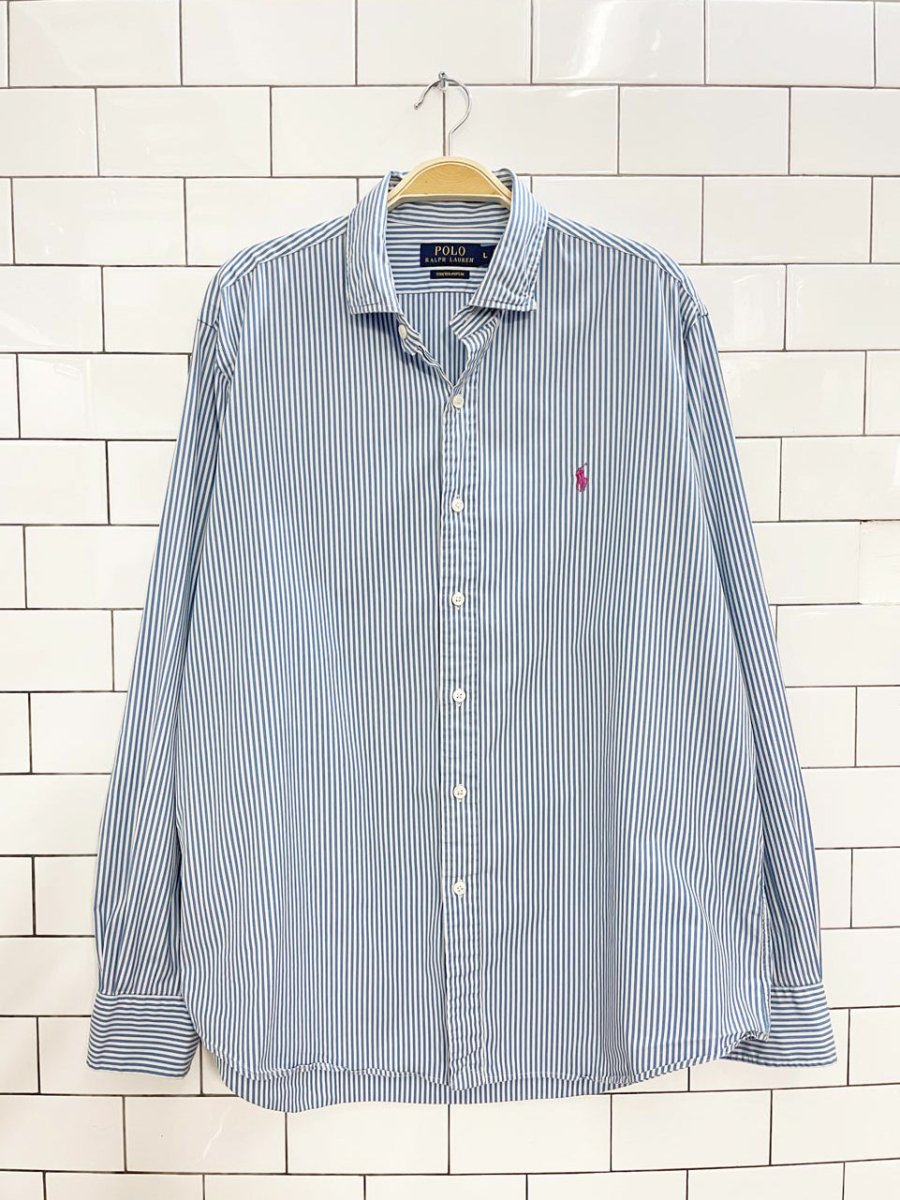 polo ralph lauren oversized stripe poplin boyfriend shirt - good market thrift store