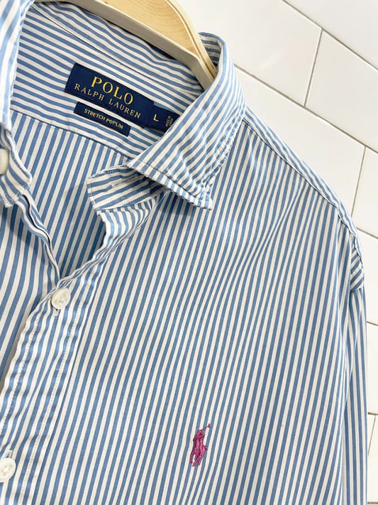 polo ralph lauren oversized stripe poplin boyfriend shirt - good market thrift store