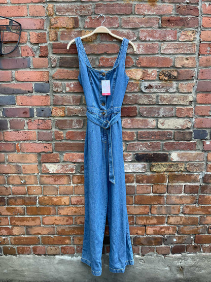japna belted denim jumpsuit