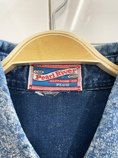 vintage 80s pearl river western rose acid wash denim shirt maxi dress - good market thrift store