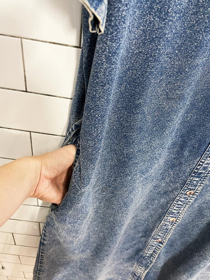 vintage 80s pearl river western rose acid wash denim shirt maxi dress - good market thrift store