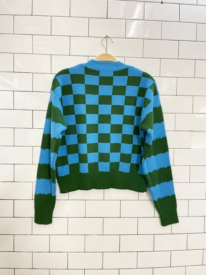 zara check knit mushroom sweater - good market thrift store