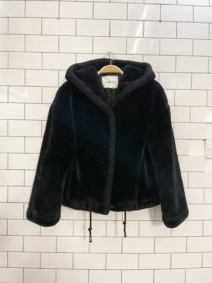 ba&sh faux fur hooded short coat - good market thrift store