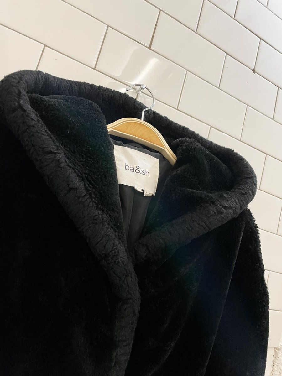 ba&sh faux fur hooded short coat - good market thrift store