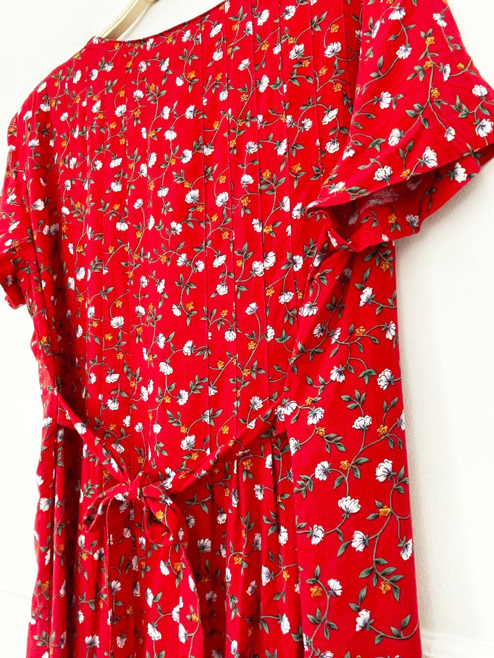 vintage liz baker micro floral half button tie back maxi dress