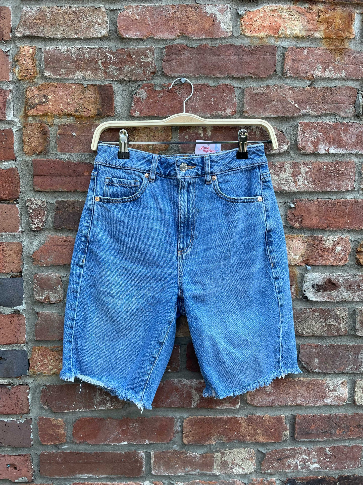 dynamite long denim cut off shorts