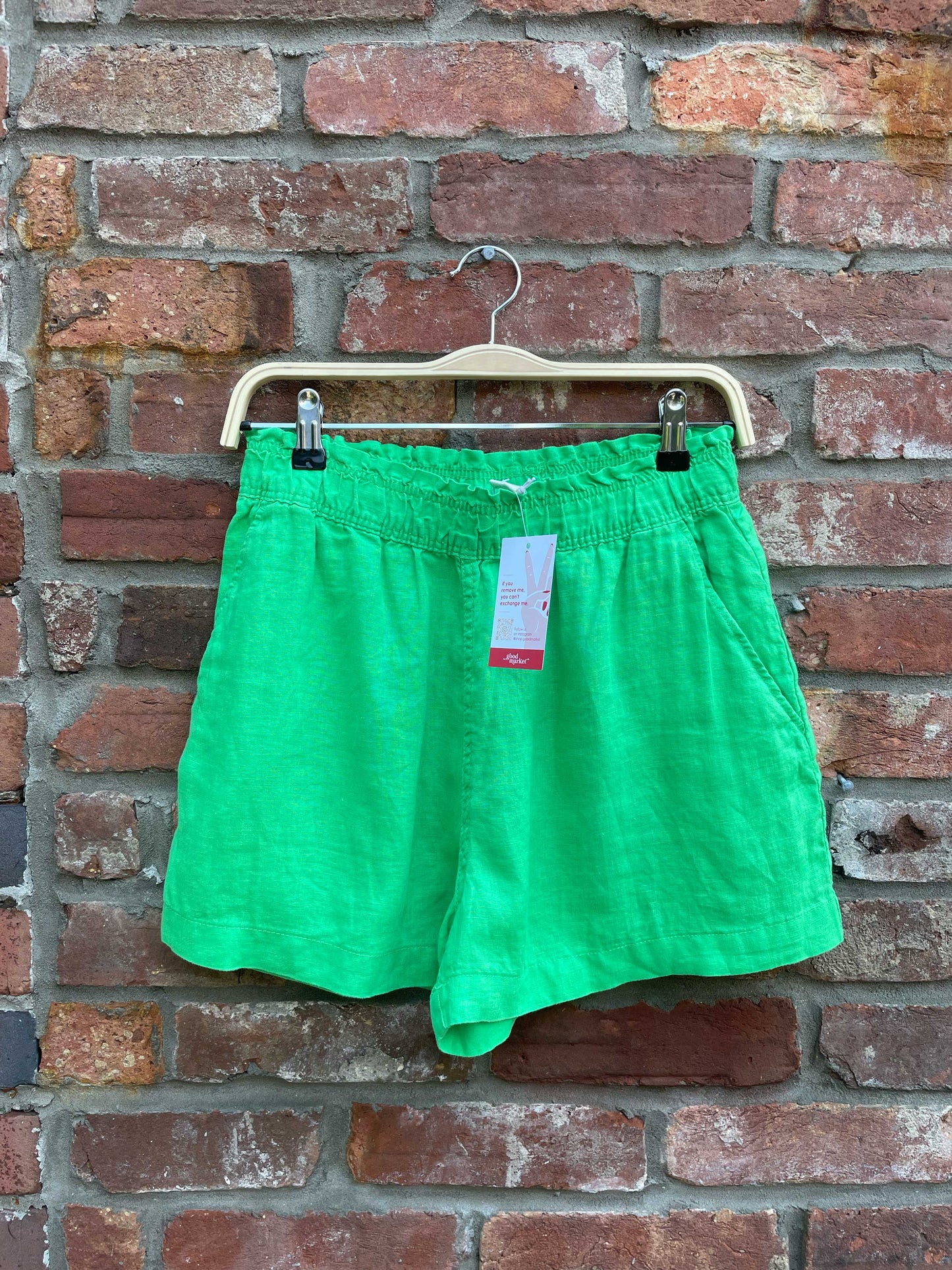 nwt h&m green linen shorts